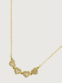 Closeup of Cara Heart Clover Versatile Pendant Necklace in 18k Gold Plated Sterling Silver Adjustable Length 925 Metal 16 inches 3gms