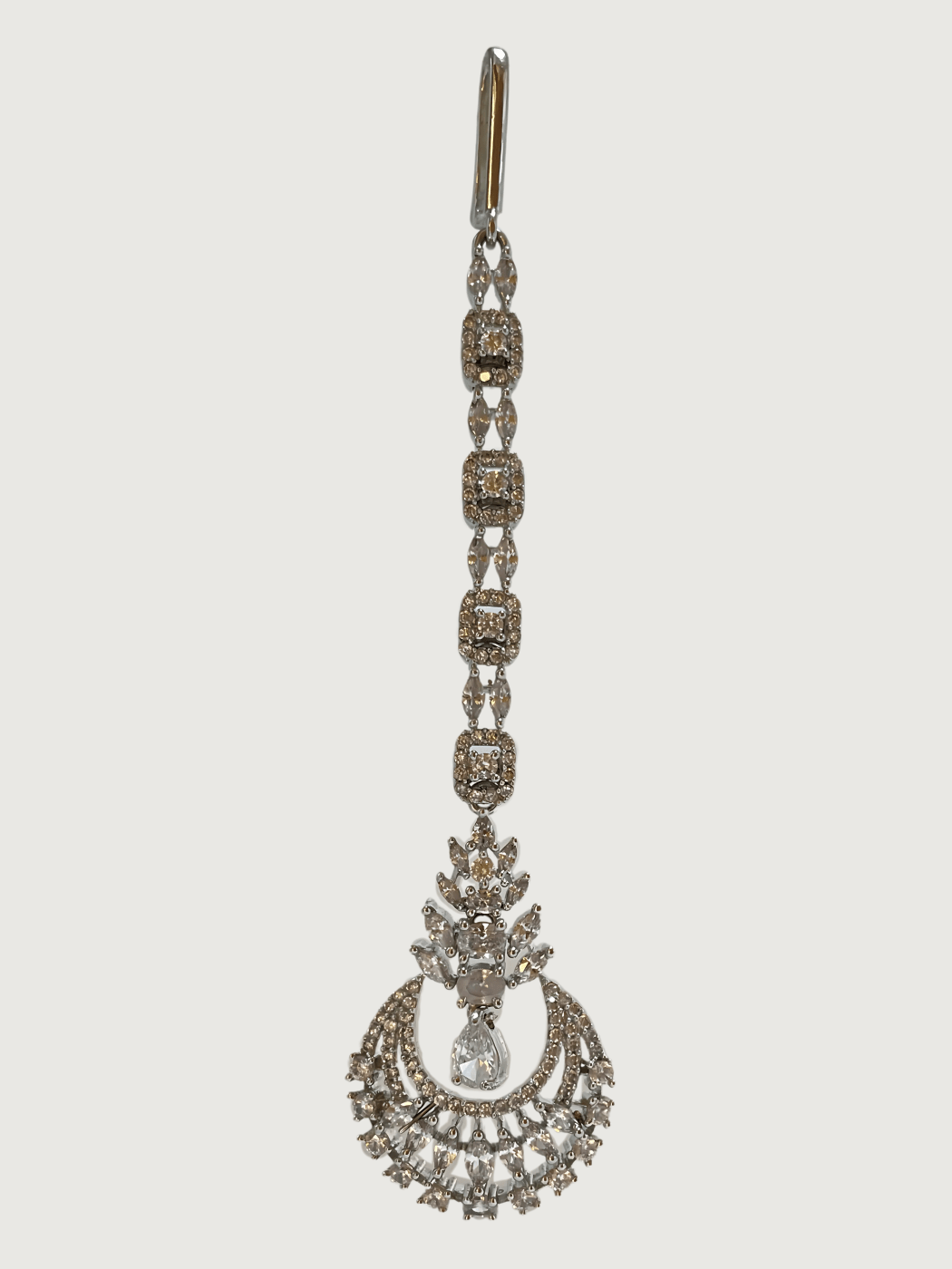 Rishika Maang Tikka Fixed Length Silver Plated Brass Metal One Size 8.1gms