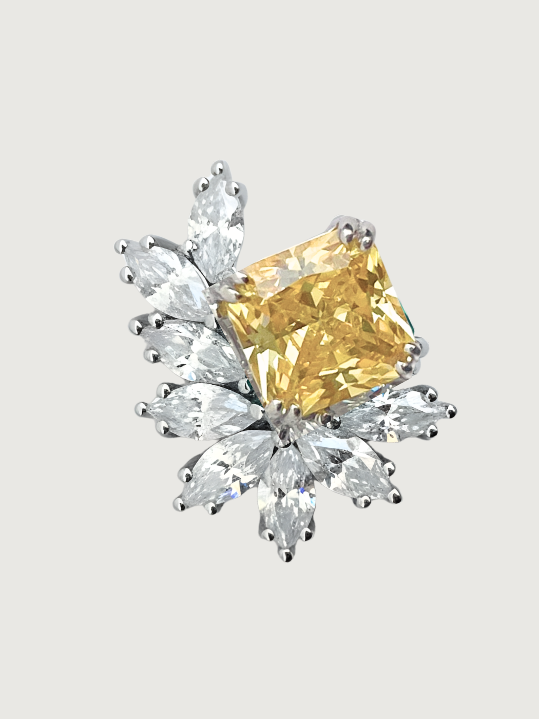 Closeup of Celestia Stud Earrings in 925 Sterling Silver - Yellow Jewelry for Pierced Ears Metal 1.5 cm 6gms