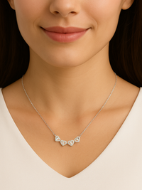Alternate View of Model Wearing Cara Heart Clover Versatile Pendant Necklace in Sterling Silver Adjustable Length 925 Metal 16 inches 3gms