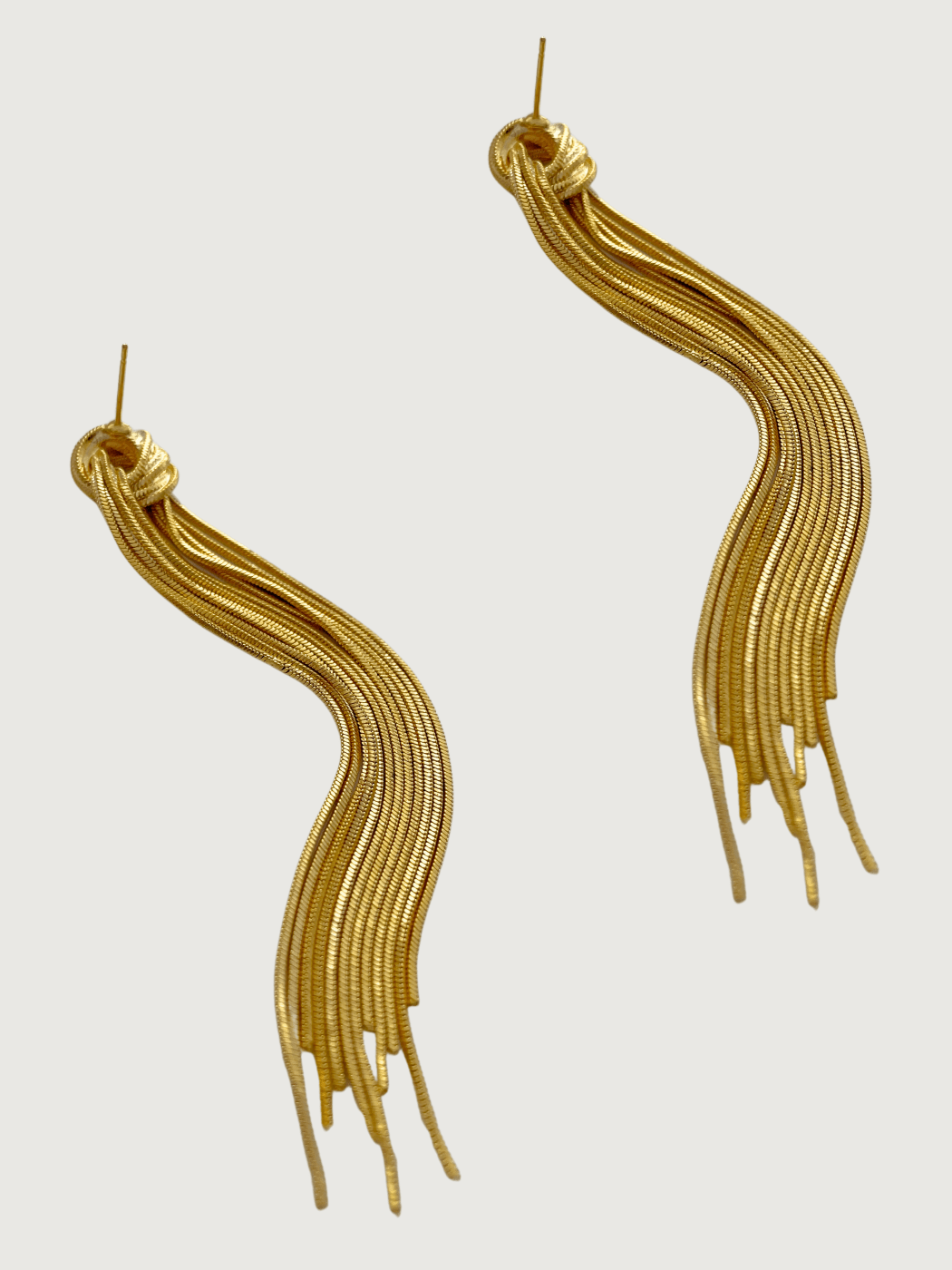 Rear View of Clara Tassel Earrings in 18K Gold Plating Jewelry for Pierced Ears Plated Copper 18k 925 Sterling Silver Metal One Size 15.5gms