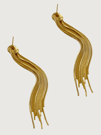 Rear View of Clara Tassel Earrings in 18K Gold Plating Jewelry for Pierced Ears Plated Copper 18k 925 Sterling Silver Metal One Size 15.5gms