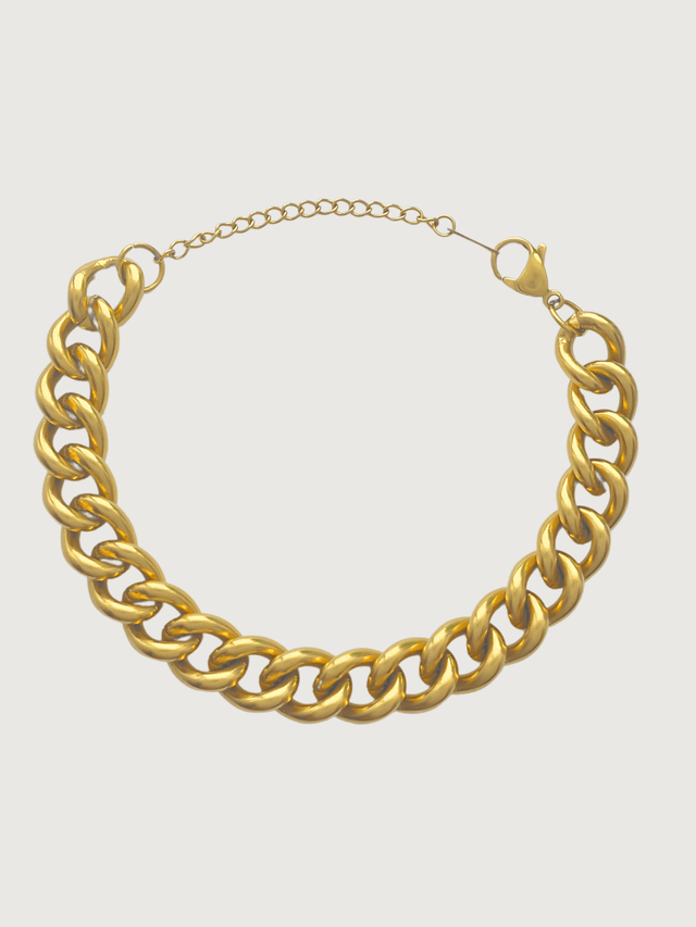 Front View of Anchor Bracelet in 18K gold Plated Metal Adjustable Length 18k Gold Steel | Hypoallergenic Tarnish Resistant Sweat Water Eco - Friendly One Size 40.2gms