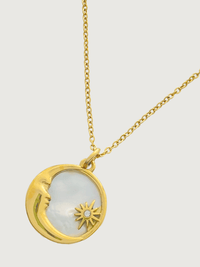 Closeup of Nova Pendant Necklace in 18k Gold Plated Metal Adjustable Length Steel | Hypoallergenic Tarnish Resistant Sweat Water One Size 4.2gms
