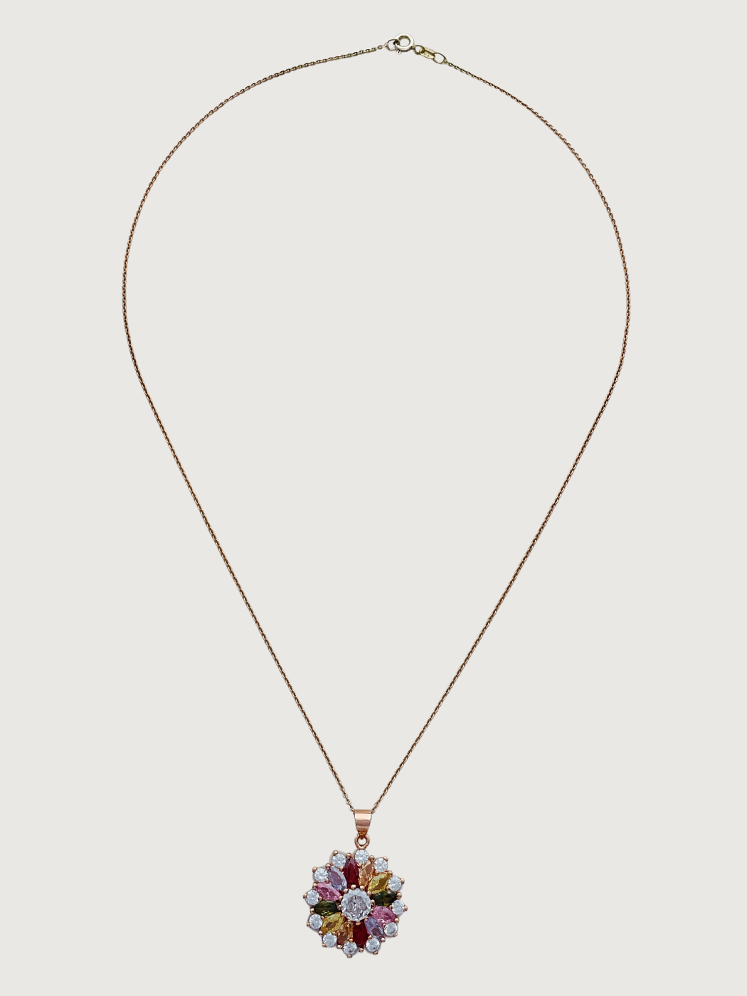 Rear View of Noor Pendant Necklace in 18K Rose Gold Plated 925 Sterling Silver Fixed Length 18k Brass Metal Stone One Size 6.3gms