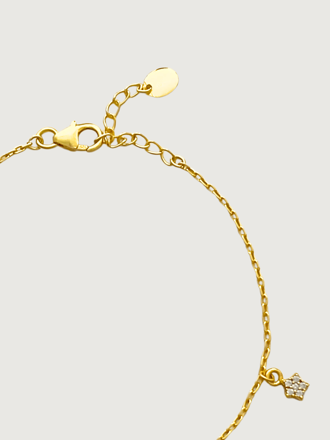 Rear View of Rayan Charm Bracelet in 18k Gold Plated Sterling Silver Adjustable Length 925 Metal Stone 20 cm 2.3gms