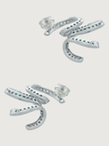 Rear View of Zarifah Ribbon Earrings in Sterling Silver Jewelry for Pierced Ears 925 Metal Stone One Size 7.6gms