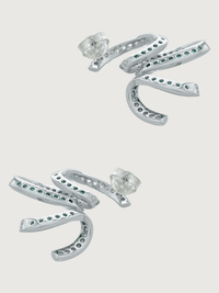 Rear View of Zarifah Ribbon Earrings in Sterling Silver Jewelry for Pierced Ears 925 Metal Stone One Size 7.6gms