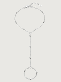 Front View of Candice Hand Chain Bracelet in 925 Sterling Silver Adjustable Length One Size 1.7gms