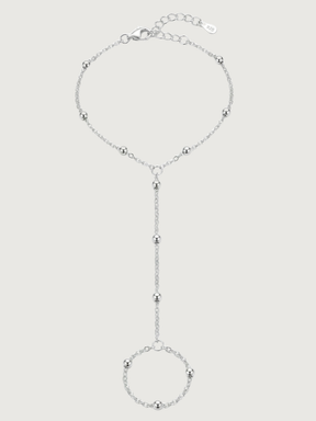 Front View of Candice Hand Chain Bracelet in 925 Sterling Silver Adjustable Length One Size 1.7gms