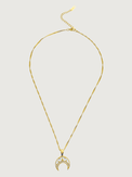 Rear View of Mina Moonbeam Pendant Necklace in 18K Gold Plated Metal Adjustable Length 18k Steel | Hypoallergenic Tarnish Resistant Sweat Water Eco - Friendly One Size 4.3gms