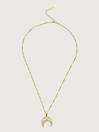 Rear View of Mina Moonbeam Pendant Necklace in 18K Gold Plated Metal Adjustable Length 18k Steel | Hypoallergenic Tarnish Resistant Sweat Water Eco - Friendly One Size 4.3gms