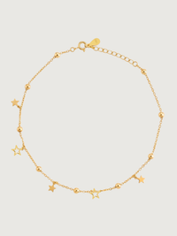 Front View of Stella Star Anklet Comfort Fit 18k Gold Plated 925 Sterling Silver 9 inches 1.9gms
