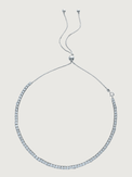 Front View of Zara Choker Tennis Necklace in Sterling Silver Adjustable Length 925 Metal One Size 17.8gms