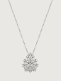Front View of Ellara Brooch Pendant in Rhodium Plated Metal Comfort Fit Brass 925 Sterling Silver Chain 16 inches