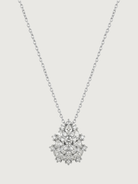 Front View of Ellara Brooch Pendant in Rhodium Plated Metal Comfort Fit Brass 925 Sterling Silver Chain 16 inches