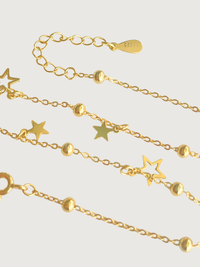 Rear View of Stella Star Anklet in 18k Gold Plated Sterling Silver Comfort Fit 925 Metal 9 inches 1.9gms