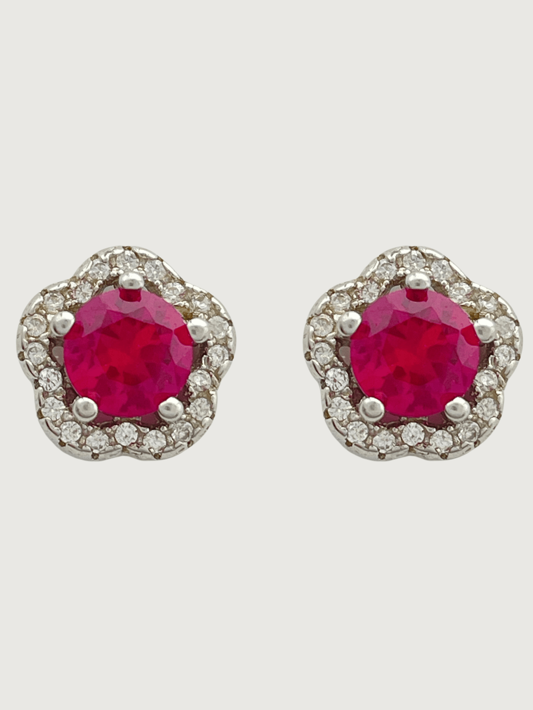 Front View of Clare Stud Earrings in Sterling Silver Jewelry for Pierced Ears 925 Metal Stone One Size 2.7gms