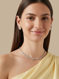 Alternate View of Model Wearing Celestia Stud Earrings Jewelry for Pierced Ears 925 Sterling Silver 1.5 cm 6gms