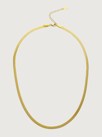 Front View of Raia Waterproof Necklace in 18K Gold Plated Metal Adjustable Length 18k Steel | Hypoallergenic Tarnish Resistant Sweat Water Eco - Friendly One Size 8.6gms