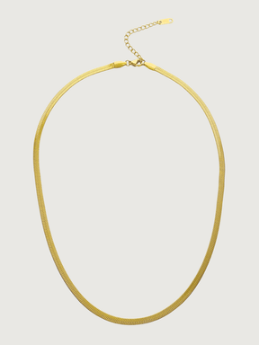 Front View of Raia Waterproof Necklace in 18K Gold Plated Metal Adjustable Length 18k Steel | Hypoallergenic Tarnish Resistant Sweat Water Eco - Friendly One Size 8.6gms