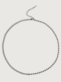 Front View of Sarah Waterproof Tennis Necklace Adjustable Length Rhodium Plated | Tarnish Resistant Steel Water Hypoallergenic Sweat Durable Jewelry Metal Eco - Friendly One Size 7.3gms Sterling Silver