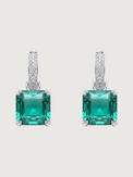 Front View of Valery Huggie Hoop Earrings in Plated Metal Jewelry for Pierced Ears Rhodium Brass One Size 6.4gms