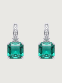 Front View of Valery Huggie Hoop Earrings in Plated Metal Jewelry for Pierced Ears Rhodium Brass One Size 6.4gms