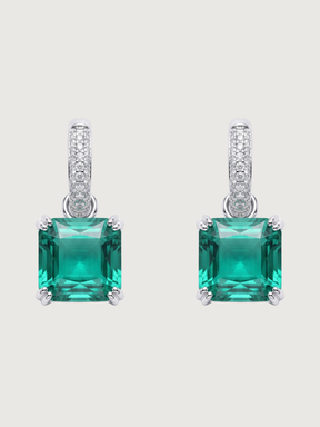 Front View of Valery Huggie Hoop Earrings in Plated Metal Jewelry for Pierced Ears Rhodium Brass One Size 6.4gms
