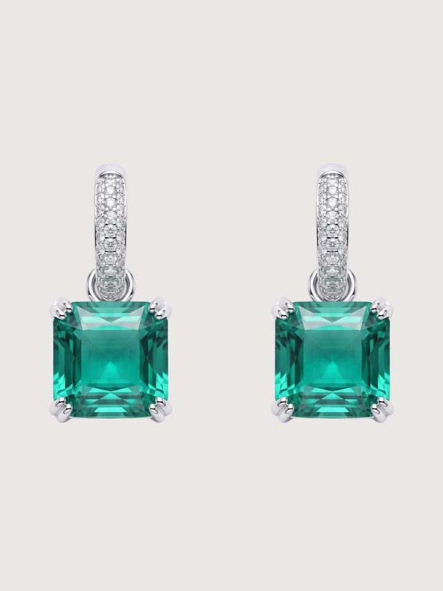 Front View of Valery Huggie Hoop Earrings in Plated Metal Jewelry for Pierced Ears Rhodium Brass One Size 6.4gms