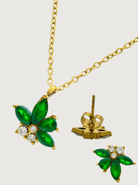 Closeup of Jayda Pendant & Earrings in 18k Gold Plated Metal Jewelry for Pierced Ears Steel | Hypoallergenic Tarnish Resistant Sweat Water One Size 4gms Yellow