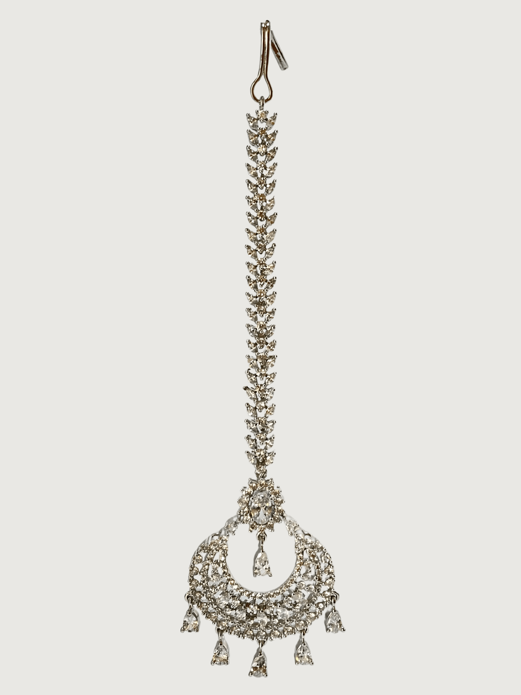 Dia Maang Tikka Fixed Length Silver Plated Brass Metal One Size 12.2gms