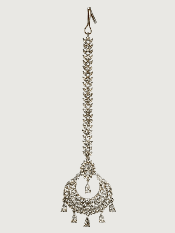 Dia Maang Tikka Fixed Length Silver Plated Brass Metal One Size 12.2gms