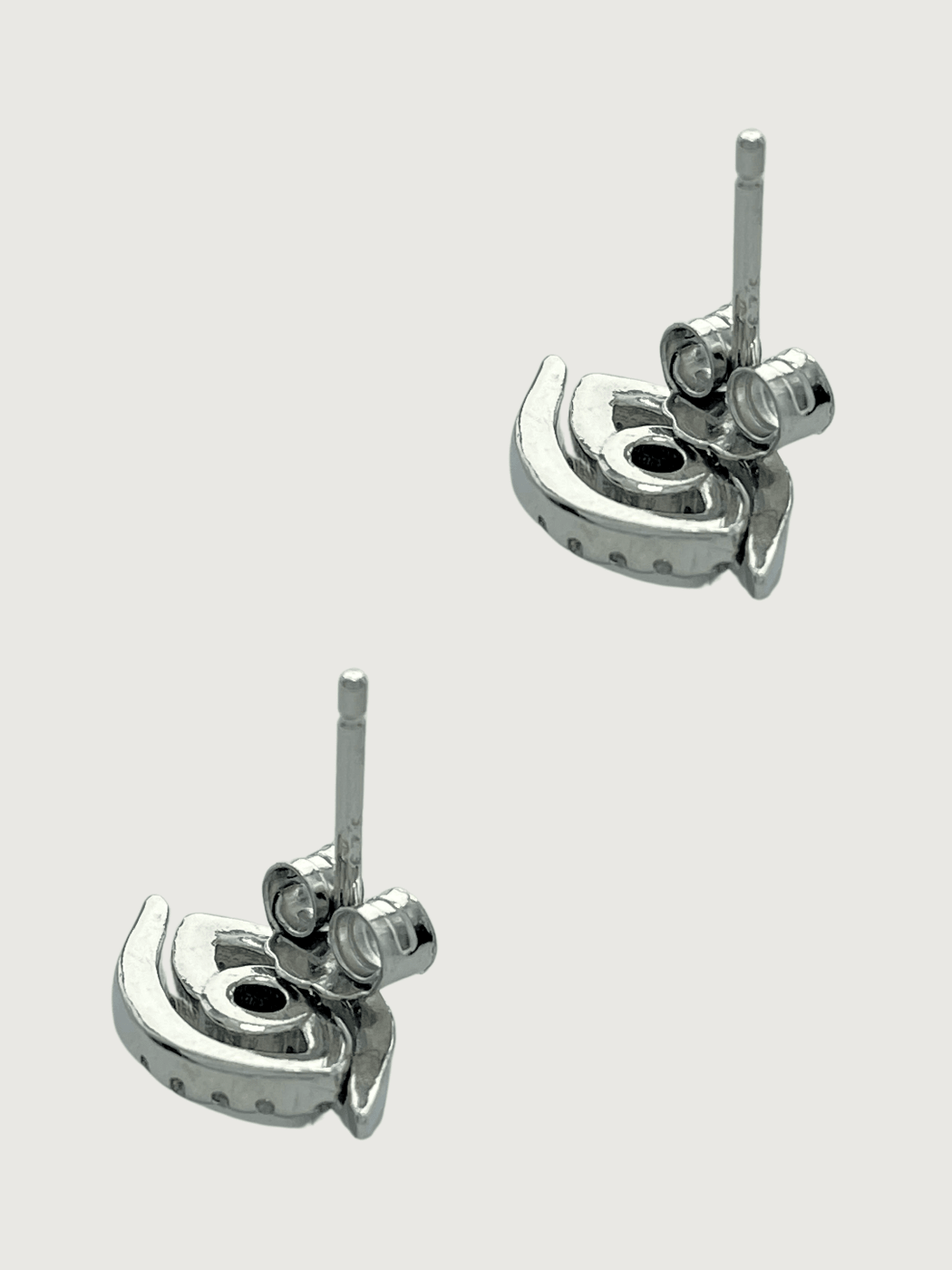 Rear View of Aria's Silver Mini Evil Eye Stud Earrings in Sterling Jewelry for Pierced Ears 925 Metal Stone One Size 2.1gms