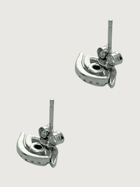 Rear View of Aria's Silver Mini Evil Eye Stud Earrings in Sterling Jewelry for Pierced Ears 925 Metal Stone One Size 2.1gms