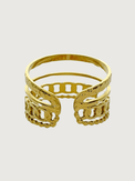 Rear View of Arabella Open Ring in 18k Gold-Plated Metal Open-Adjustable-Resizable Gold Plated Steel | Hypoallergenic Tarnish Resistant Sweat Water Eco - Friendly One Size 2.4gms