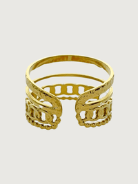 Rear View of Arabella Open Ring in 18k Gold-Plated Metal Open-Adjustable-Resizable Gold Plated Steel | Hypoallergenic Tarnish Resistant Sweat Water Eco - Friendly One Size 2.4gms