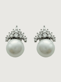 Front View of Eleanor Pearl Drop Earrings in Sterling Silver Jewelry for Pierced Ears 925 Metal Stone One Size 4.06gms
