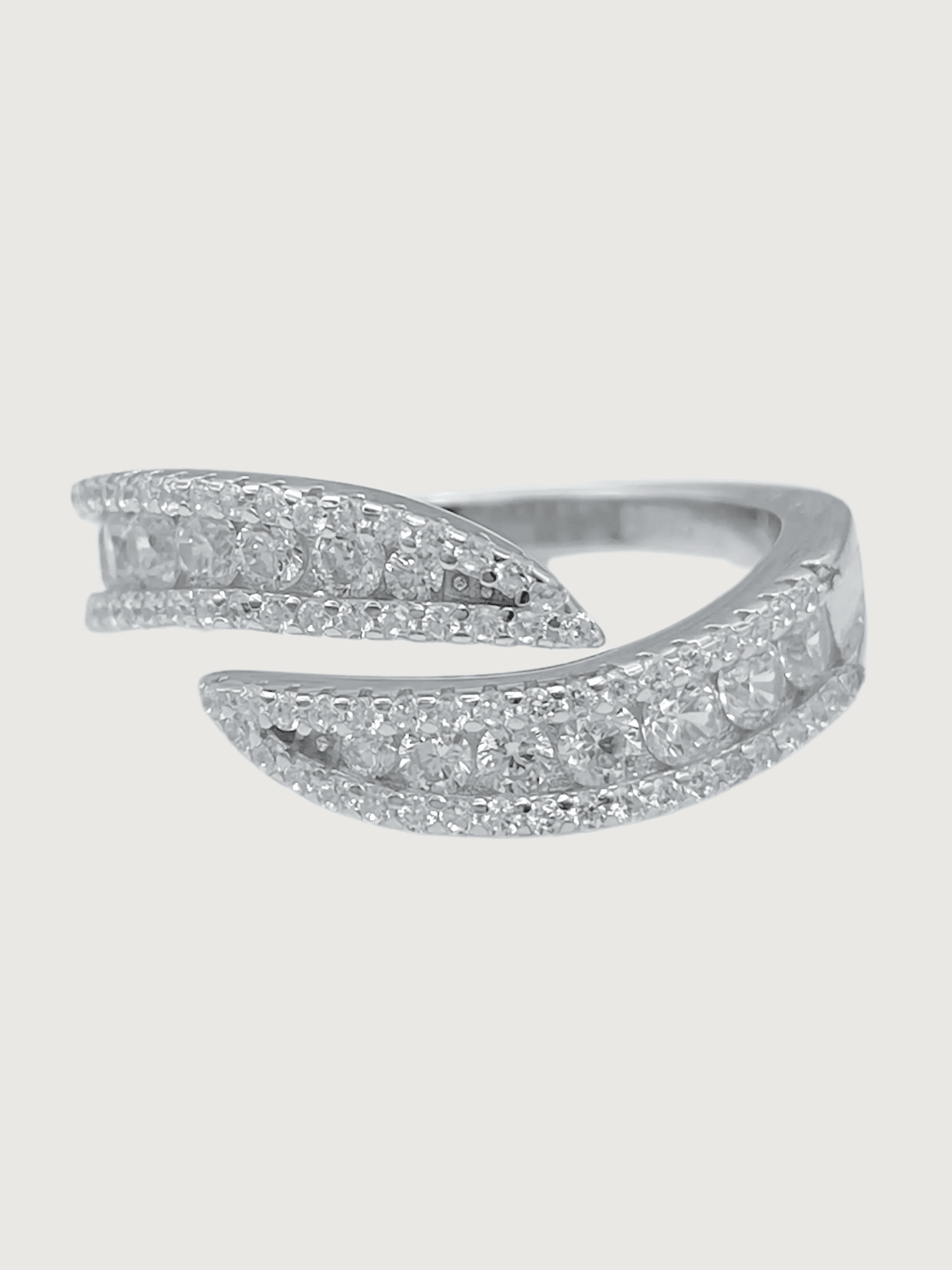 Front View of Jane Open Adjustable Ring in 925 Sterling Silver Comfort Fit Metal 4.67gms