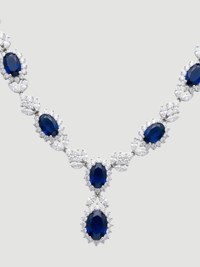 Closeup of Alba Necklace and Earrings Set in Rhodium Plated Metal Comfort Fit Copper One Size 58.2gms Mix