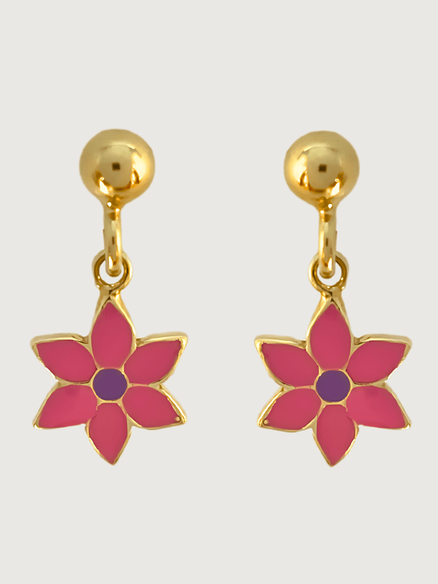 Front View of Little Princess flower Earrings in 18k Gold Plated sterling silver Jewelry for Pierced Ears 925 Sterling Silver Metal One Size 1.8gms