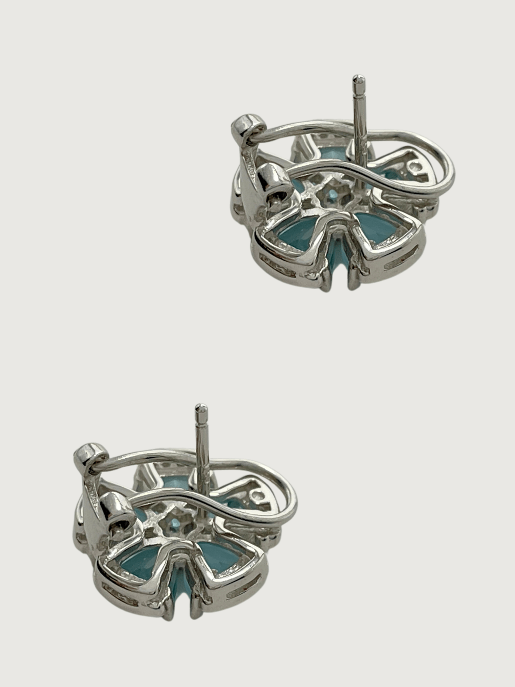 Rear View of Forget Me Not Stud Earrings in Sterling Silver Jewelry for Pierced Ears 925 Metal Stone One Size 5.4gms