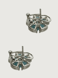 Rear View of Forget Me Not Stud Earrings in Sterling Silver Jewelry for Pierced Ears 925 Metal Stone One Size 5.4gms