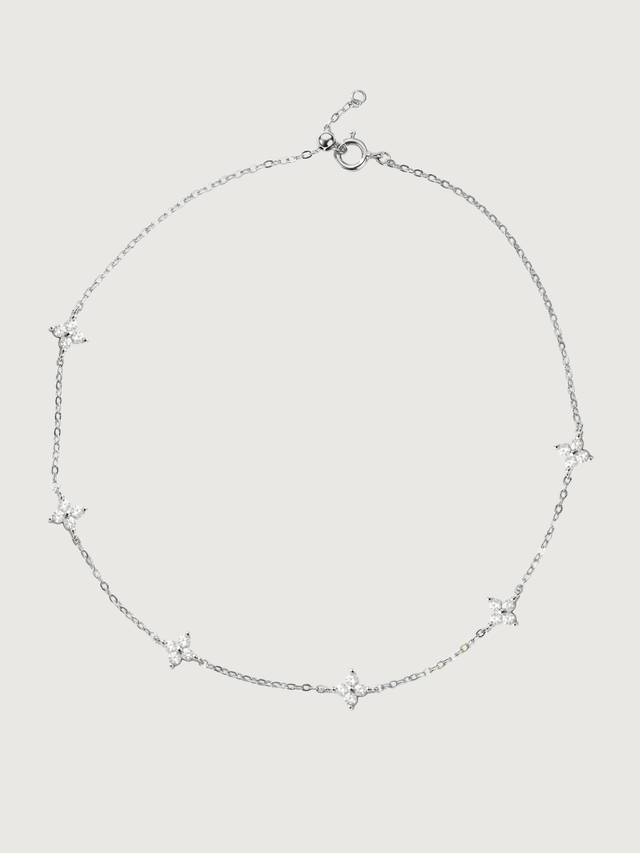 Front View of Irene Star Charm Anklet in 925 Sterling Silver Adjustable Length 1.7gms