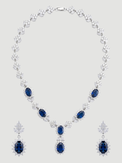 Front View of Alba Necklace and Earrings Set in Rhodium Plated Metal Comfort Fit Copper One Size 58.2gms Mix