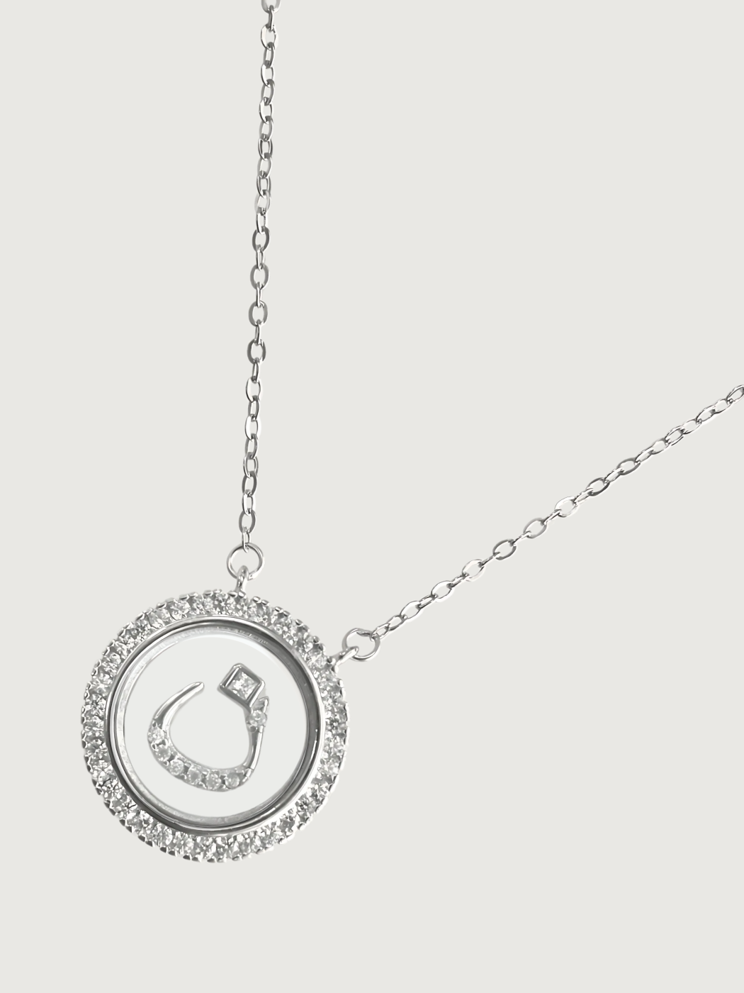 Closeup of Arabic Letter "N" in 925 Sterling Silver Adjustable Length 16 inches 4gms