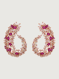 Front View of Siena Cluster Stud Earrings in Rhodium Plated Metal -Pink Jewelry for Pierced Ears Post / Pin & Push 925 Sterling Silver Stamp Marked 4.5 cm 14.2gms Mix