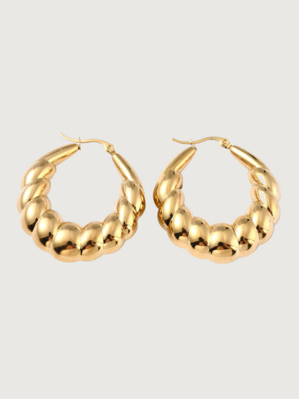 Aisha Croissant Hoop Earrings in Brass with 18K Gold Plating