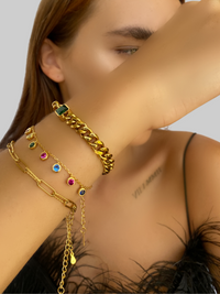 Alternate View of Model Wearing Anna Bracelet in Sterling Silver with 18K Gold Plating Adjustable Length 18k Plated 925 Metal One Size 3.1gms
