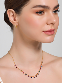 Alternate View of Model Wearing Anna Necklace in 18K Gold Plated Sterling Silver Adjustable Length 18k 925 Metal One Size 5.6gms